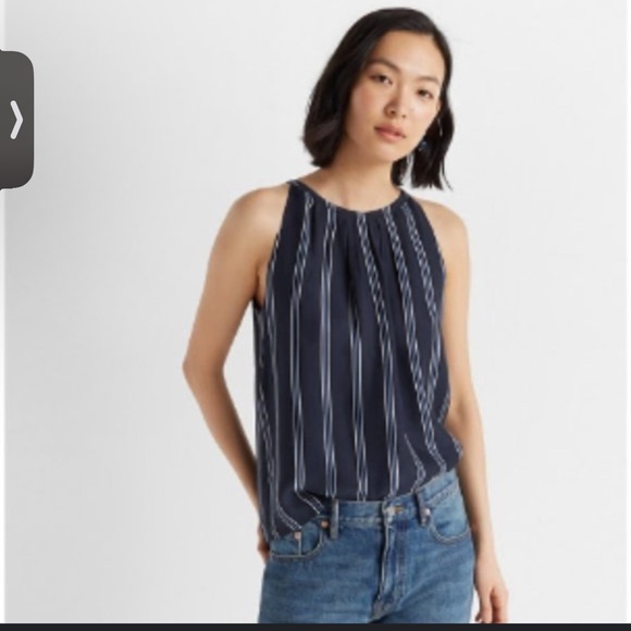 Club Monaco Navy And White Sleeveless Halter Top - Picture 2 of 8